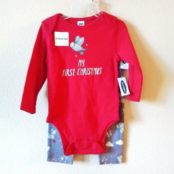 NWT Old Navy My First Christmas Bodysuit & Pants - Picture 3 of 5